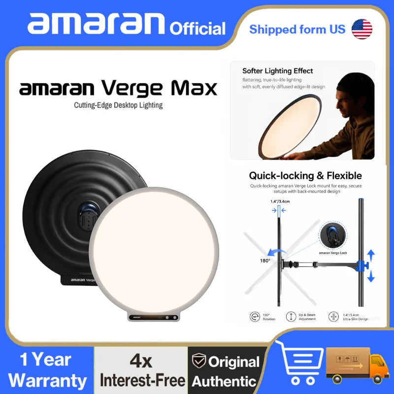 【Shipped form US】amaran Verge Max Bi-Color LED 55cm (22in) Circular Panel Light 2700K-6500K Photography Studio Light by Aputure