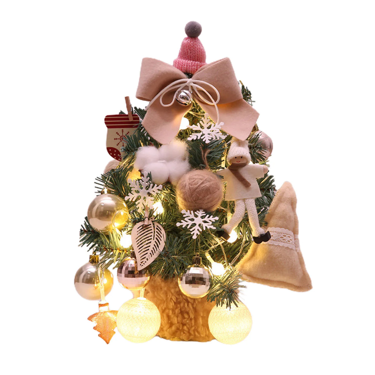 Artificial Desktop Xmas Tree Small Xmas Tree with Adjustable Lights PVC Lightweight Desktop Xmas Tree for Home Decoration 35cm