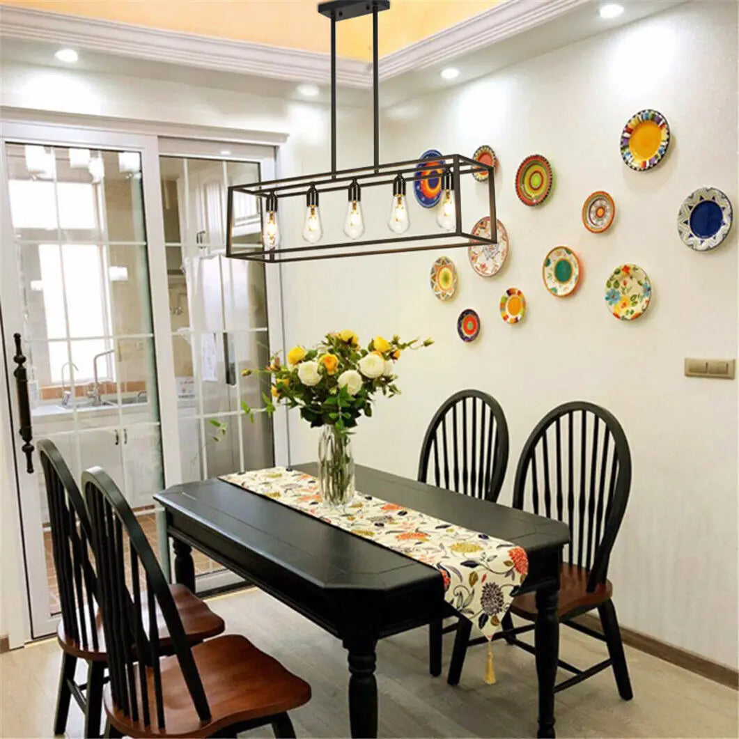 Industrial Kitchen Island Chandelier Hanging Lamp Ceiling Pendant Light for Dining Room Foyer