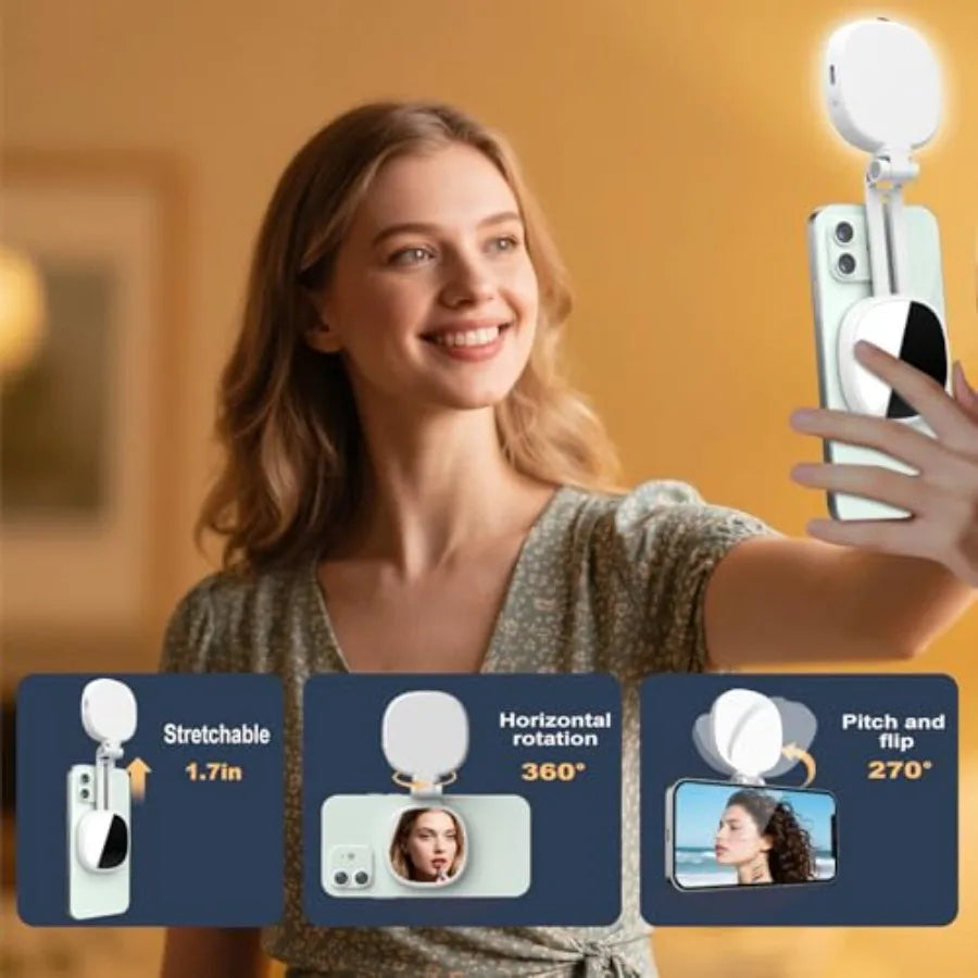 Magnetic Selfie Light, Phone Light Compatible with MagSafe iPhone and Android, Portable LED Fill Ring Light for Selfies/Photogr