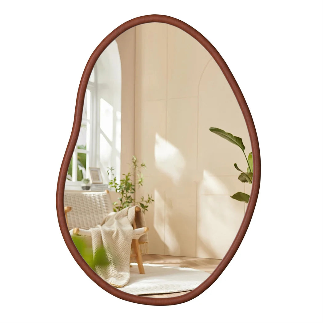 LUVODI Full-Length Dressing Mirror Irregular Wood Decorative Frame Mirror for Home Living Room Bedroom Wall Mounted