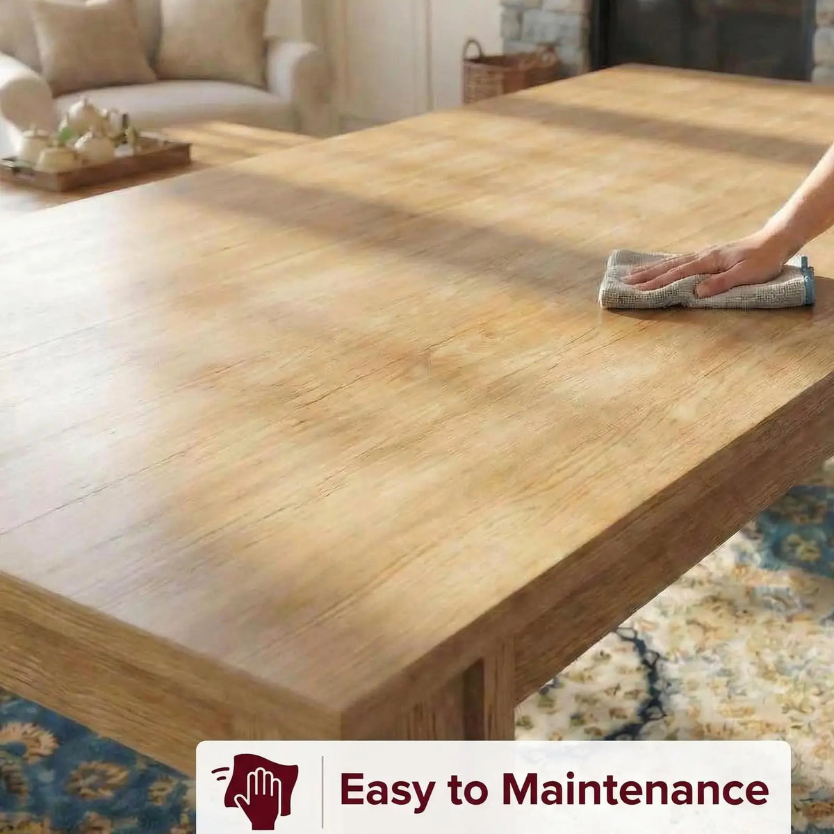 71 Inch Farmhouse Dining Table For 6-8, Rectangular Wood Kitchen Table With Thick Top, Wide H-Legs, 400lb Support For Dining Room