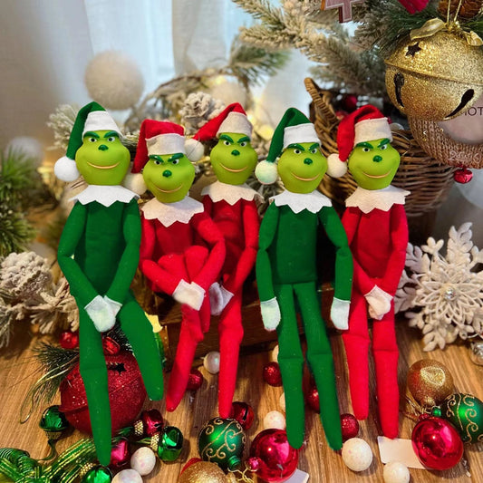 Christmas Elf Doll Anime Plush Figures Stocking Stuffer Shelf Accessories Xmas Decoration Craft Holiday Ornament Decorative Collectible Figurines