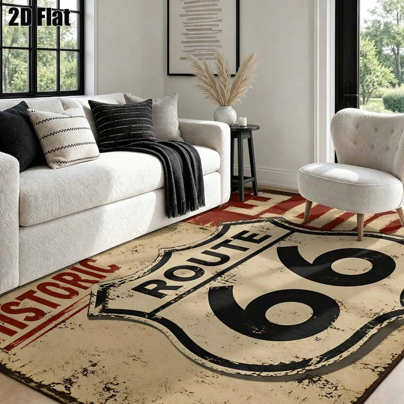 1Pc Classic American Style Printed Carpet, Retro Style Home Decoration, Suitable for Living Room, Bedroom, Dining Room, Bedside, Indoor and Outdoor Terrace