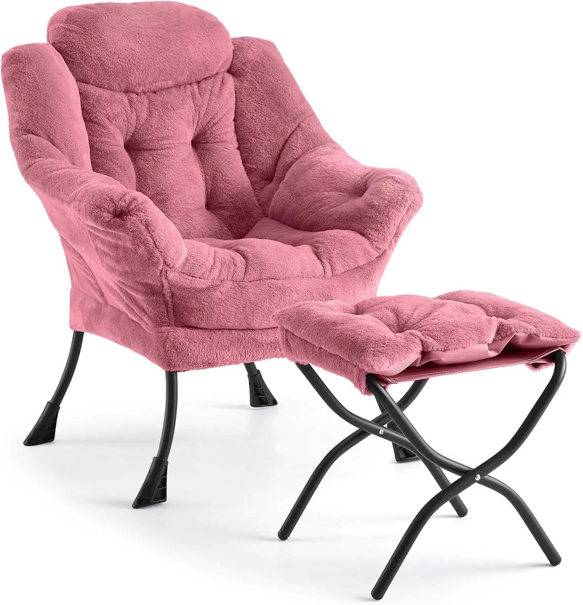 Lazy Chair with Ottoman, Large Lounge Accent Chair, Comfy Armchair with Folding Footrest,Reading Armchair for Bedroom