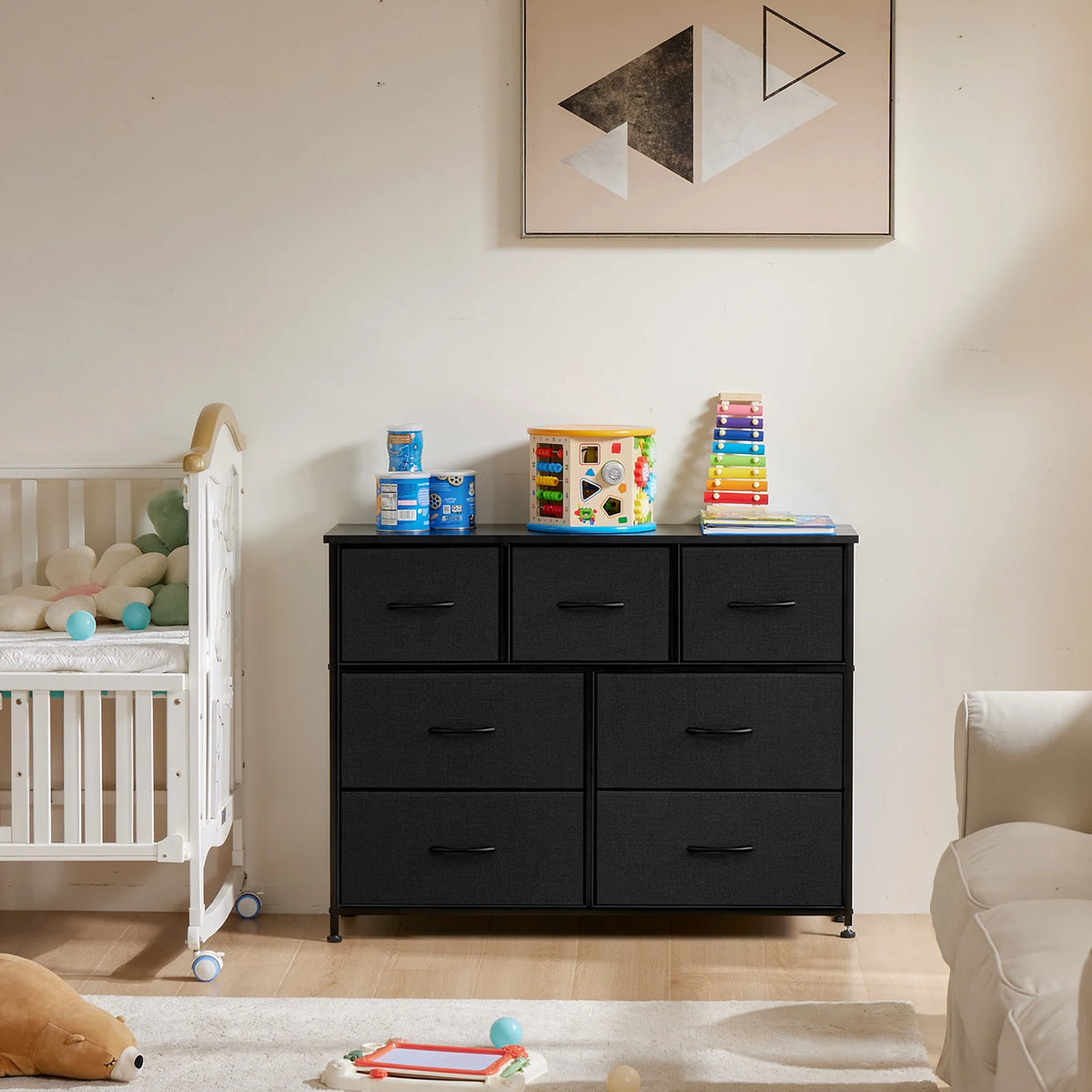 MCQ 7 Drawers Fabric Cabinet Living Room Storage Closet Chest of Dresser Tables Nightstand Display Storage For Home Furniture
