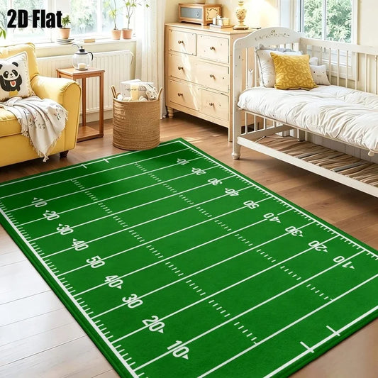 1Pc American Retro Football Field Pattern Carpet, Modern Minimalist Style Universal, Retro Art Decorative Carpet for Living Room, Bedroom, Dining Room, Bedside, Indoor and Outdoor Patio, Home Decor