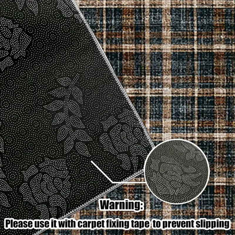 1Pc Retro Plaid American Style Rug, Country Style Decorative Mat for Living Room, Bedroom, Dining Room, Bedside, Indoor and Patio, Home Decoration Accessory