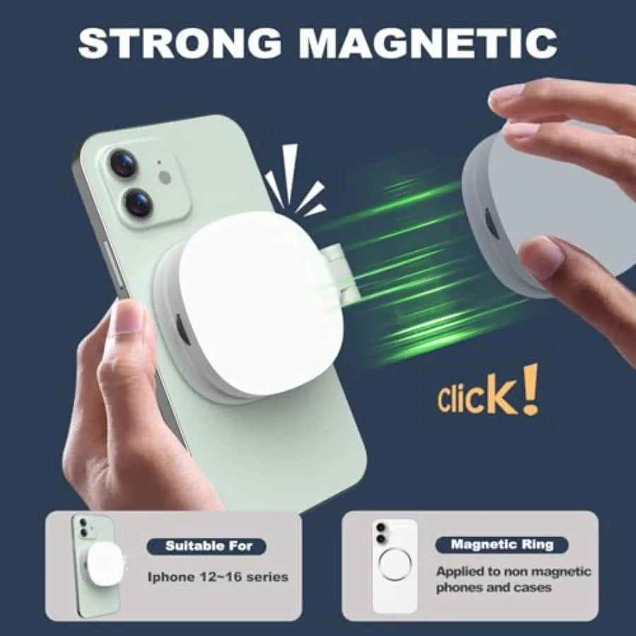 Magnetic Selfie Light, Phone Light Compatible with MagSafe iPhone and Android, Portable LED Fill Ring Light for Selfies/Photogr