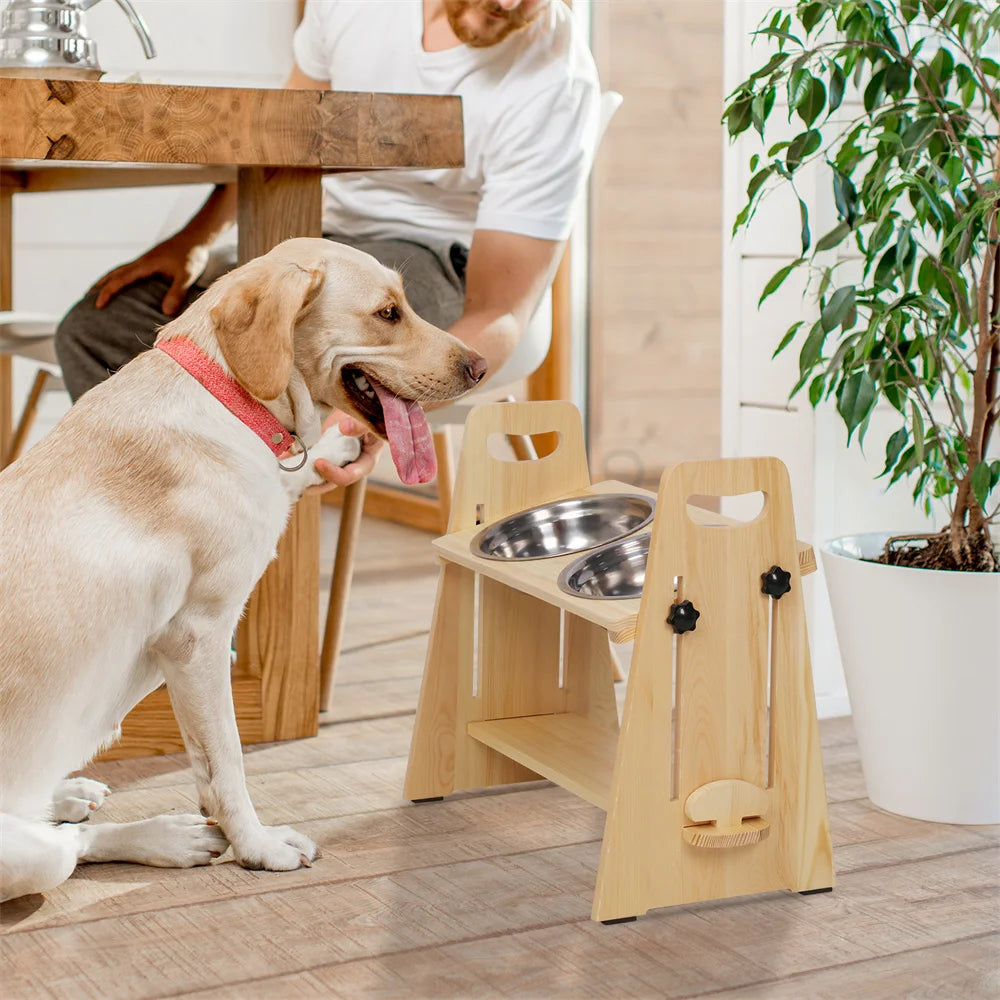 Height Adjustable Elevated Dog Bowls Tall Raised Feeder Stand Dog Food Water Bowl Feeder Station for Large Medium Small Dogs