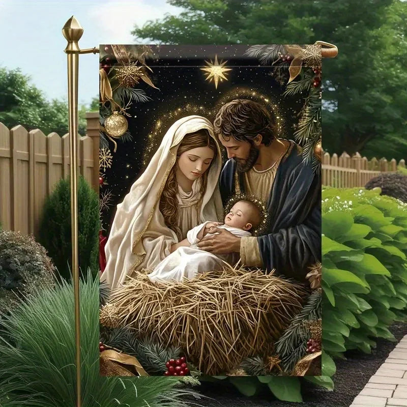 A Christmas-Themed Garden Flag Measuring 18X12 Inches, Double-Sided, Suitable for Lawns, Outdoor Decor, Home Decoration, And Yard Decoration (Flagpole Not Included)