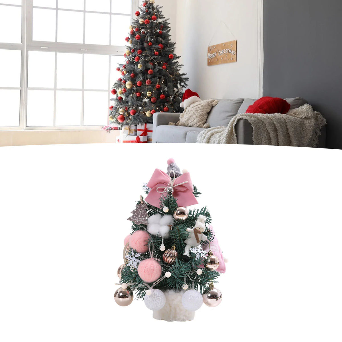 Artificial Desktop Xmas Tree Small Xmas Tree with Adjustable Lights PVC Lightweight Desktop Xmas Tree for Home Decoration 35cm