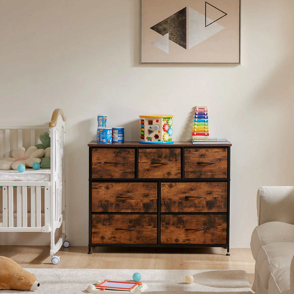 MCQ 7 Drawers Fabric Cabinet Living Room Storage Closet Chest of Dresser Tables Nightstand Display Storage For Home Furniture