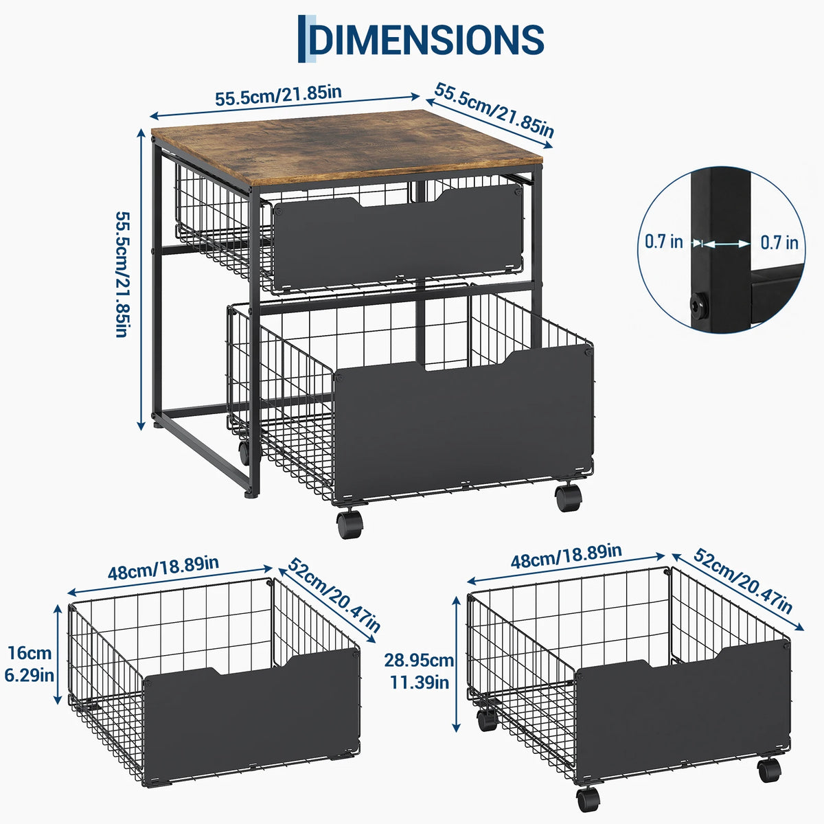 Mini Fridge Stand with Storage & Metal Drawers, Burn Color | 260 lb L-Shaped Utility Bakers Rack with Mini Fridge Space, 5-Tier Sturdy Microwave Stand and Coffee Station for Dorm, Office