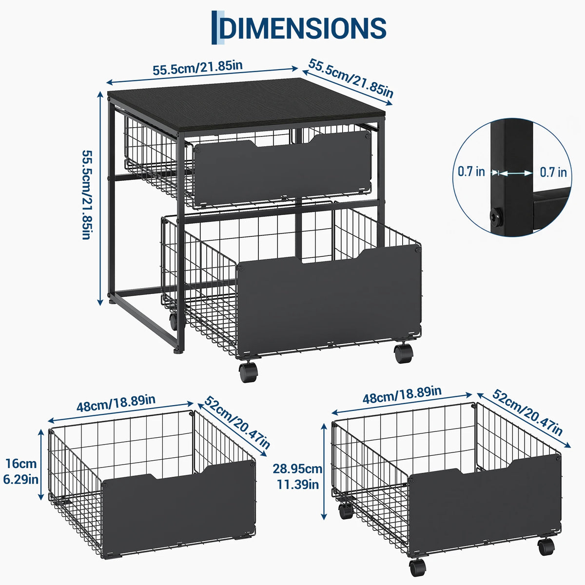 Mini Fridge Stand with Storage & Metal Drawers, Burn Color | 260 lb L-Shaped Utility Bakers Rack with Mini Fridge Space, 5-Tier Sturdy Microwave Stand and Coffee Station for Dorm, Office
